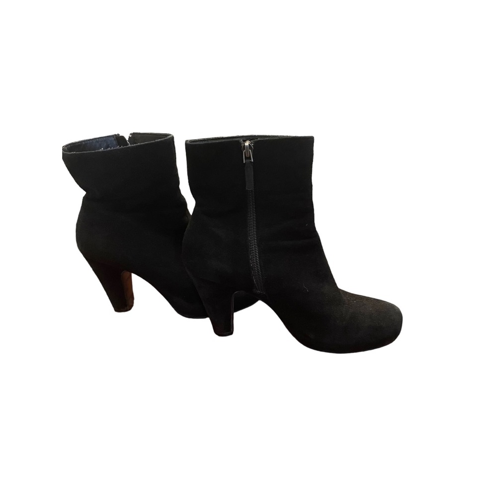 Cordani Black Suede Ankle Boots with 3 1/4 “ Heel Side Zips